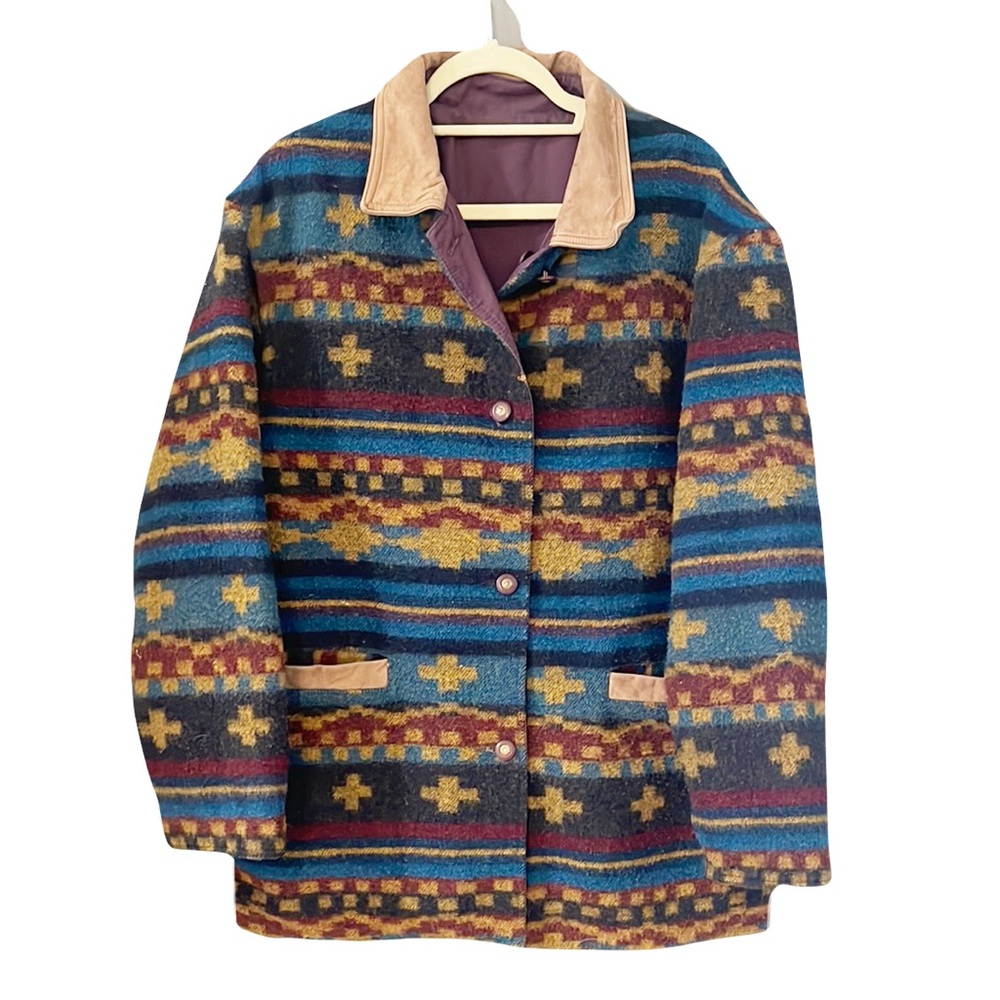 Vintage reversible Aztec Patterned Wool Jacket - image 2